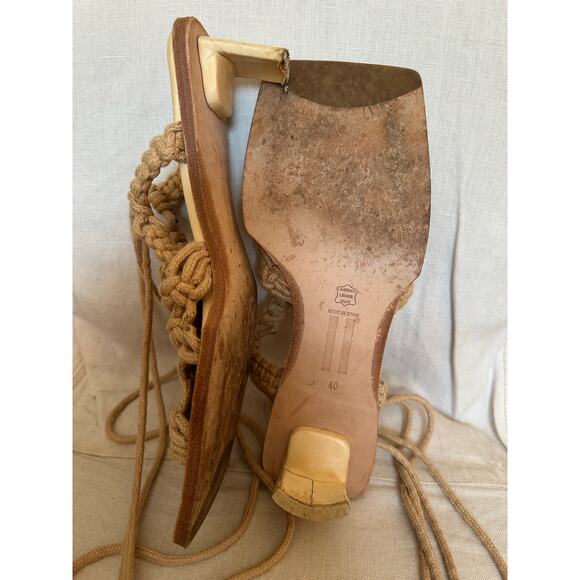 MIISTA Stephanie Coffee Milk Rope Sandal Heels Sz 40 - Picture 14 of 14